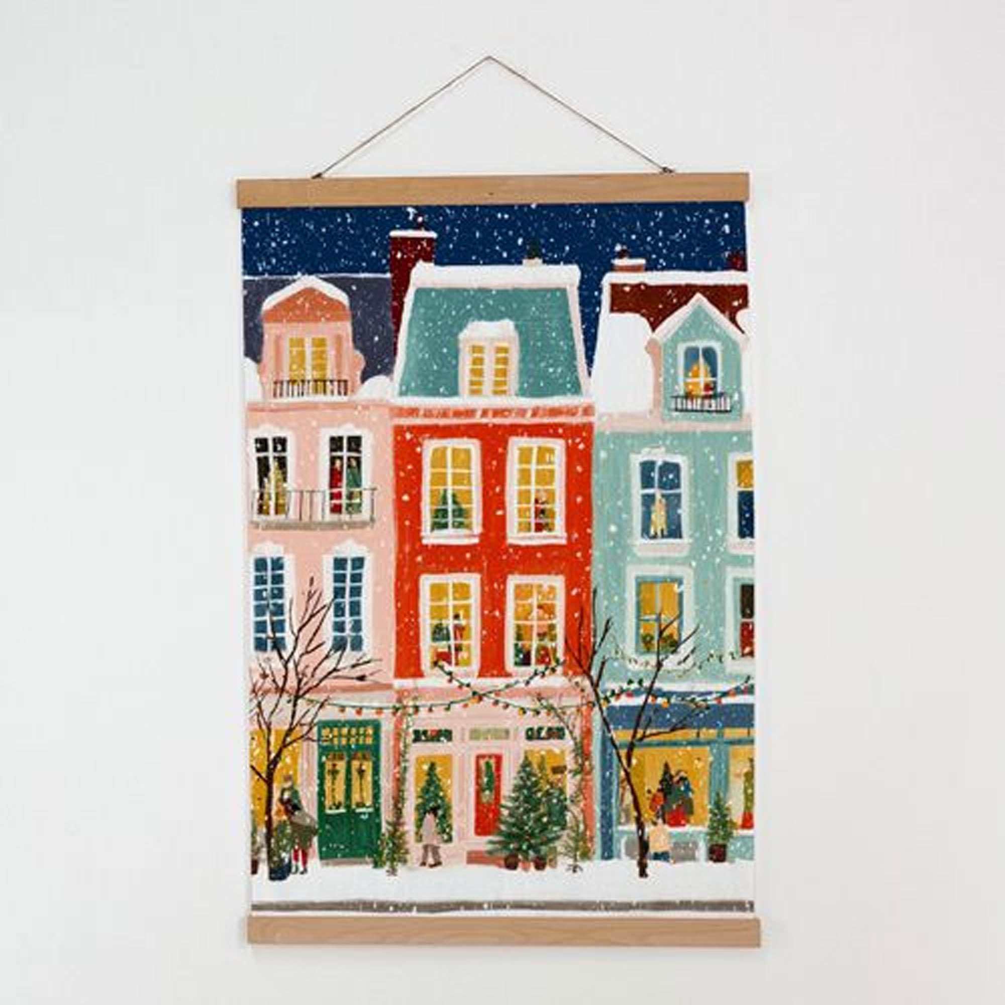 Тканинний постер на стіну ЗИМОВІ БУДИНОЧКИ