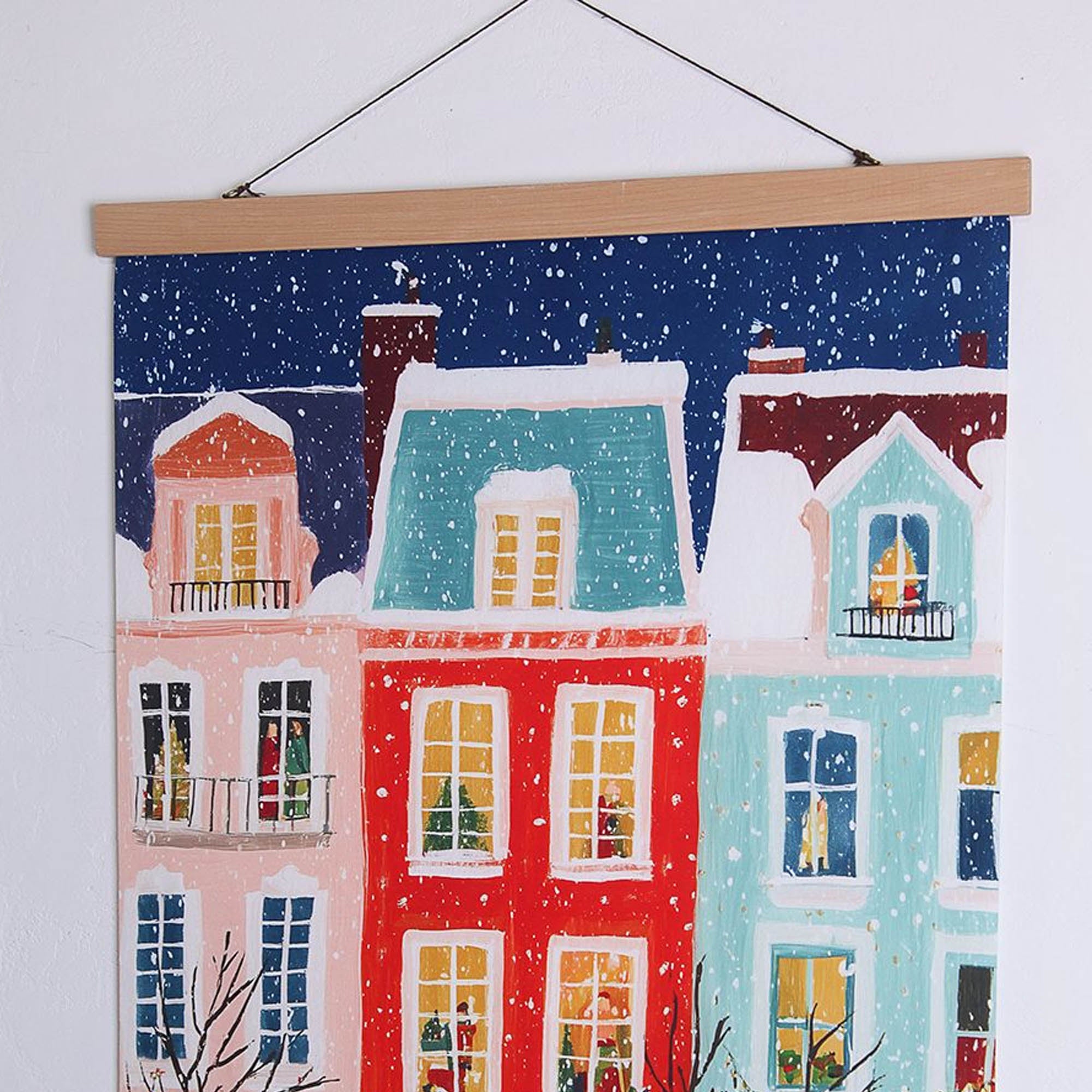 Тканинний постер на стіну ЗИМОВІ БУДИНОЧКИ