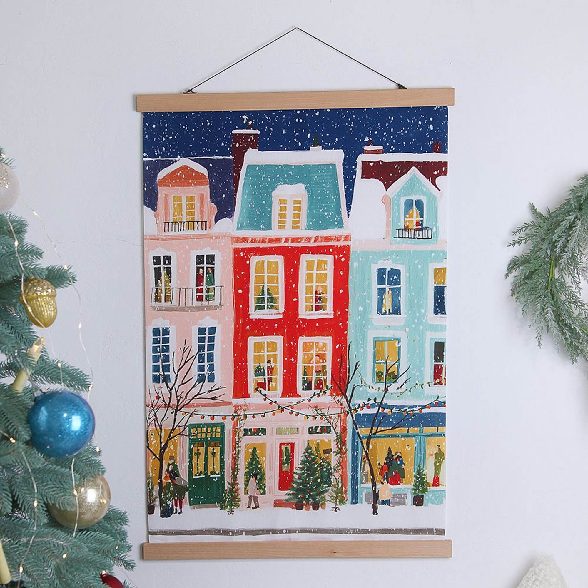 Тканинний постер на стіну ЗИМОВІ БУДИНОЧКИ